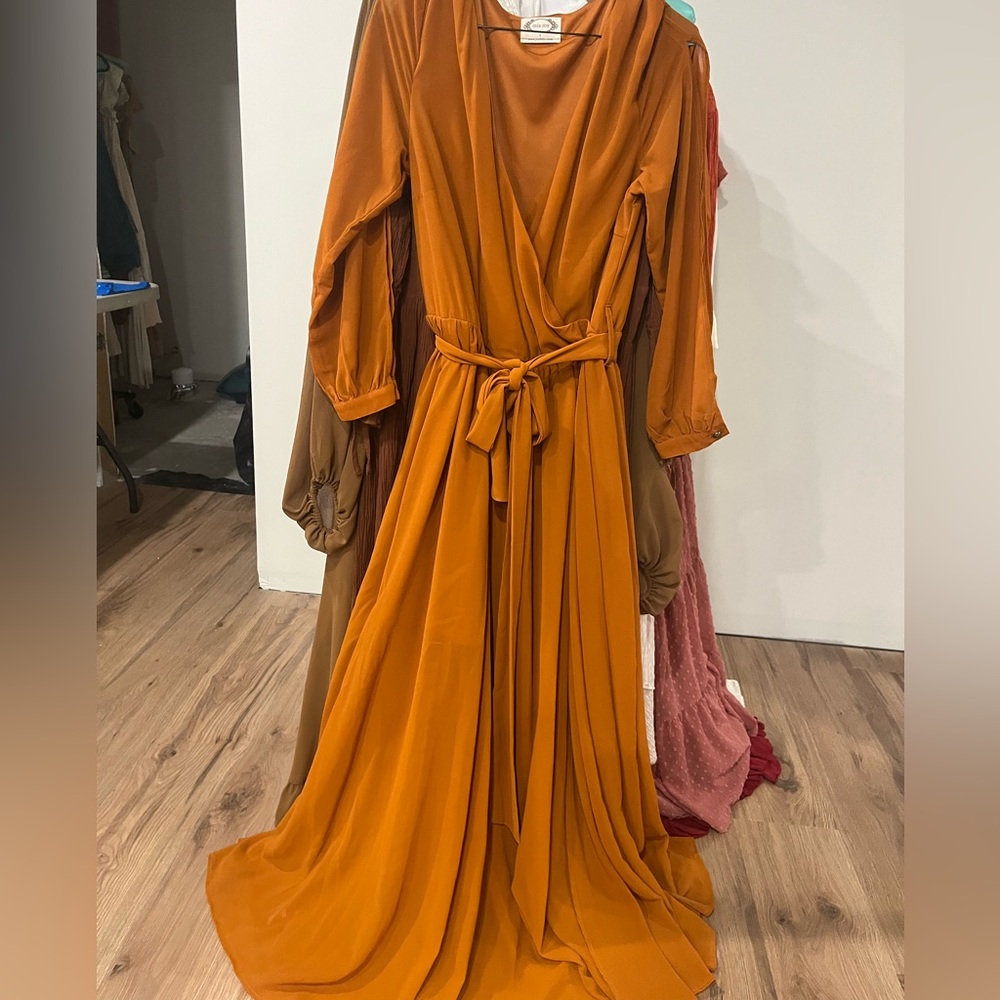 Joyfolie Mia Joy Aniya maxi dress, long sleeve, burnt orange - Picture 2 of 5